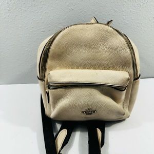 Coach Mini Charlie Backpack Bag Pebbled Leather White.  See pics for wear signs